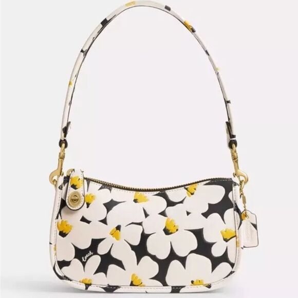NWT COACH CHALK DAISY FLORAL SWINGER 20 BAG AUTHENTIC - Picture 1 of 7